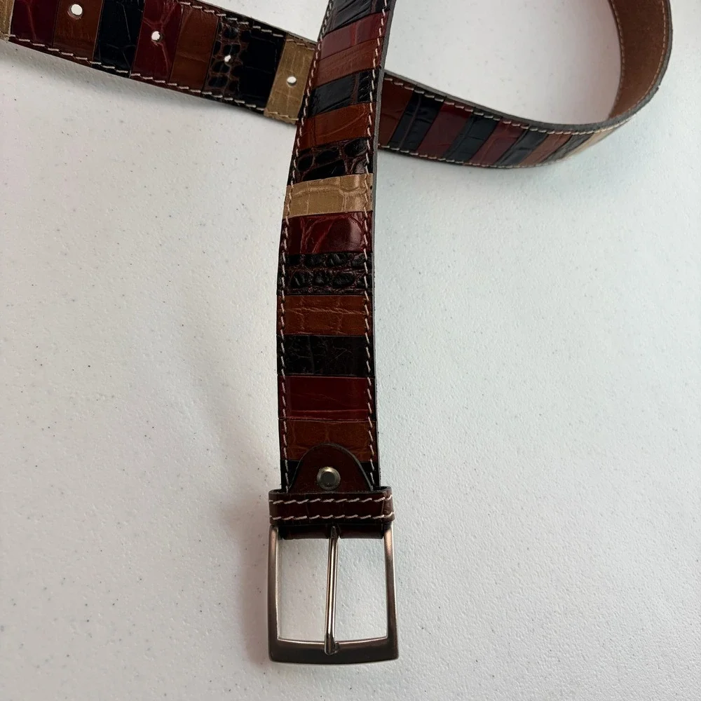 Italian Made Patchwork Leather Belt 'Fratelli Inspired' 110/44 Multicolor
